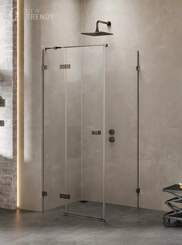 New Trendy Avexa Gunmetal Brushed Kabina Kwadratowa L 120x120x200 Czyste 6mm Active Shield (EXK-3347)